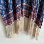 Abercrombie & Fitch Rare Blue Katina Kimono Fringe Robe Top Womens One Size Photo 5