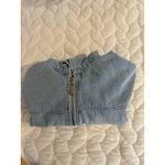 Jou Jou Hooded Cropped Denim Jacket Medium Light Wash Zip Up Jean Style Y2K‎ Blue Size undefined Photo 5