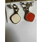 CFL *b3G1 New Coronet Reversible Earrings Gold‎ White Orange carded NWT Photo 3