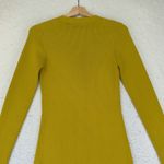FRNCH  Paris Ribbed Knit‎ Midi Dress Cotton Blend Button Front Gold Mustard Photo 4