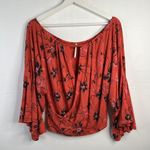 Free People Size S Top Last Time Orange Crop Surplice Long Bell Sleeve Women’s Photo 2