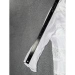 Women White Floral Lace Shirt Large V Neck Roll Tab Sleeve Boho Romantic Coastal Photo 5