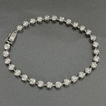 Ladies 10kt CZ Signed BBJ 10k Tennis Bracelet 6.2 Grams White Gold 7.5” Photo 0