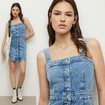 ALLSAINTS  Elsie Denim Mini Dress Blue Button Front Sleeveless Photo 2