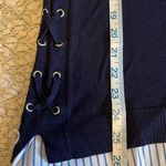 Calvin Klein  Long Pullover‎ Sweater. Size Medium. Navy w/shirt trim. Photo 7