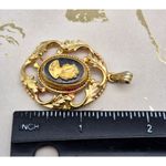 Whiting & Davis Vintage  Gold Tone & Black Cameo Leaf Pendant Classic 2" Photo 4