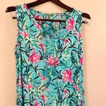 Stella Parker Collection Tropical Floral V Neck Tassel Sleeveless Ruffle Dress L Blue Size L Photo 2