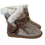 Muk Luks Clementine Taupe Brown Sweater Winter Boots Women's Size 9 Warm Tie Photo 1