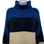 Anthropologie Cliche Mock Neck Colorblock Striped Wool Knit Long Sleeve Sweater Top Medium Photo 2