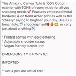 Sloan Ranger Cheers Darling Aztec Canvas Tote Photo 4