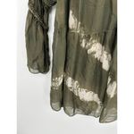 Belle France Top Women SMALL Green Tie Dye Long Sleeve 100% Silk Blouse Photo 3