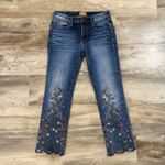 Driftwood  Colette Skinny Jeans Women’s 27 Floral Embroidered Scalloped Ankle Photo 1