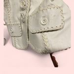 Bebe Vintage 90s-Y2K white ice ice baby leather crop fitted whipstitch jacket Photo 3