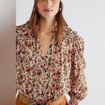 Free People Meant To Be Puff Sleeve Ruffle Blouse Top Vintage Floral Cotton Boho Photo 4