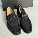 Gucci Black Loafers Suede Silver Horsebit Buckle Women's Size 7B Photo 4