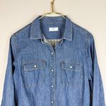 Untuckit for Her Serena Shirt Blue Denim Cotton Western Long Sleeve Snap Size 6 Photo 4