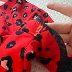 MIKAEL AGHAL Red Leopard Pleated Midi Dress Lace Trim Size 6 Photo 8