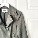 BB Dakota  Olive Green Faux Suede Not Your Baby  Moto Motorcycle Jacket Zip Small Photo 4