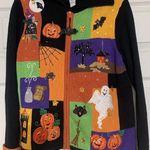 Tiara International Vintage  Halloween Beaded Witch Spider Web Sweater Cardigan Photo 1