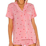 Stripe & Stare Bedshort Pajama Set in Heart Throb Size Medium Pink Photo 0