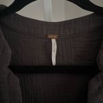 Free People Changing Horizons Deep V-neck Gauze Pullover Top Raw Hem Dark Gray Women’s Size Large Photo 6