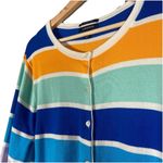 Lands' End  Cardigan Women’s Size L TALL Purple‎ Orange Striped Button Up Cotton Photo 3