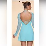Oh Polly NWT  Florence long sleeve cowl neck A-line mini dress 4 aqua Photo 1
