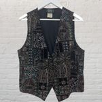Unique Vintage Michele Leslie 80s Vintage Velvet Vest M Metallic Tribal Boho Photo 1