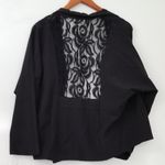 Halo Women Black Blazer Floral Lace Jacket Medium Photo 5