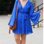 Free People  Lilou Printed Bell Sleeve Dress in Cobalt Combo Fairycore Size S Photo 1