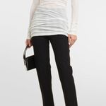 KHAITE Lenora Ribbed Long Sleeve Crew Neck Top Cream Size XS Photo 0