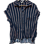 By Together Striped Button‎ Down Shirt  Collared Short Sleeve Top Photo 0