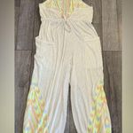 Free People Morning Rise Jumpsuit Cream Ribbed Colorful Cream Embroidered Size L Photo 1