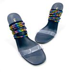 Larroude Disco Gloria NEW Mermaidcore Fairy Whimsy Ankle Wrap Heel Open Toe 37.5 Black Size 7 Photo 3