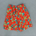 Vintage bold tropical floral high rise elastic waist lounge shorts with pockets Orange Size L Photo 2