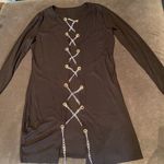 Women’s Black Long Sleeve Sexy Top/Dress with Chain Closure Size XL NEW Black Photo 5