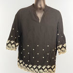 Cato  Established 1946 women's black embroidered cotton blouse Size‎ Large Photo 0