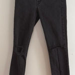 J Brand Low Rise Skinny Crop Distressed Black Jeans Size 27 | Edgy Minimalist Photo 0