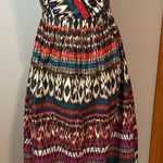 Charter Club  Ikat printed beaded midi sundress brown‎ red size 4 Photo 0