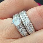 Engagement Wedding Band CZ Ring Set 6 Silver Photo 5