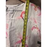 Peck & Peck  Size XL blouse 100% Linen Floral White Asymetric Short Sleeves Photo 5