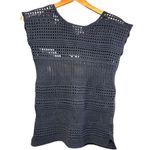 Old Navy Black Crochet Knit Sleeveless Sweater Top Size Small Petite SSP Photo 2