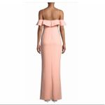 Likely NWT  Shania peach pink ruffle long thigh slit formal gown Photo 4