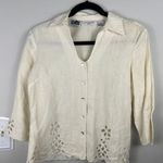 Cottagecore Irish Linen Cutwork Blouse – Richard Malcolm Petite PS Size 8P Photo 0