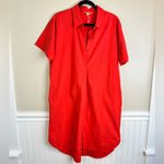 Eileen Fisher  Orange Classic Collar Cotton Poplin Shirt Dress Hi-lo size Medium Photo 12