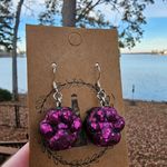 Handmade  Resin Purple Black Matte Sparkle Paw 925S Beautiful Beacons Earrings Photo 1