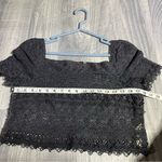 Free People  Dark Gray Lace Short Sleeve Tank Top/Crop Top; XS Women's Photo 1