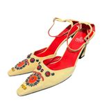 Fendi RARE Vintage Beaded Suede Camel Trophy Pointed Toe Heels Made In Italy 9 Photo 0