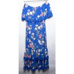 Lovers + Friends  Elouise Tiered Midi Dress Off Shoulder Feeling Blue Floral XS Photo 3
