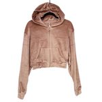 SKIMS Size S Velour Hoodie Sweatshirt Sienna Golden Brown Crop Cozy Loungewear Photo 1